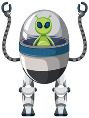 Wall Mural - Alien on the robot on white background