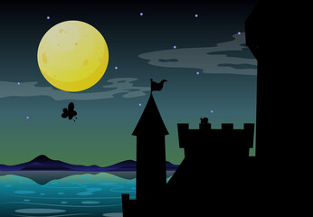 Wall Mural - Castle scene at night