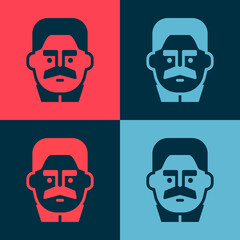 Poster - Pop art Portrait of Joseph Stalin icon isolated on color background. Vector.