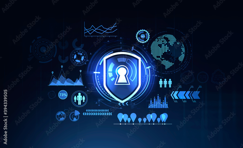 Futuristic cyber security interface, data protection Stock Photo ...