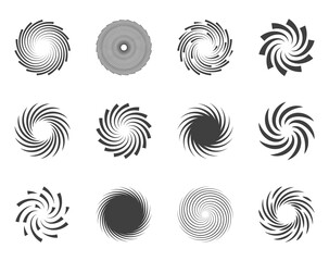 Poster - spiral and swirl motion twisting circles design element set