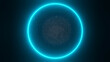 3d rendering blue glow ring black frame background