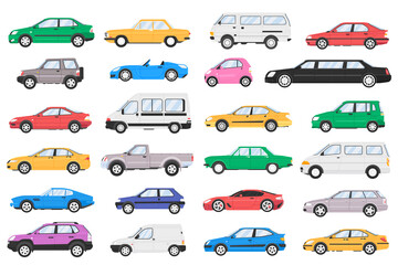 Wall Mural - Set of city cars. Vehicles transport vector illustration