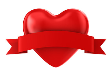 Wall Mural - heart and ribbon on white background. isolated 3d illustration