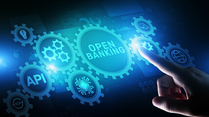 Wall Mural - Open banking financial technology fintech concept on virtual screen.