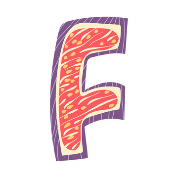 Fig in a form of letter F - fruit lettering design. Vector illustration.