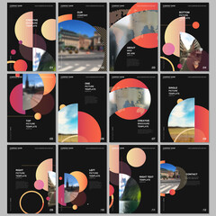 Wall Mural - A4 brochure layout of covers design templates for flyer leaflet, A4 format brochure design, report, presentation, magazine cover, book design. Simple background with circles, geometric round shapes.