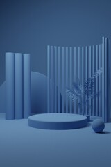 Wall Mural - Blue Pastel Podium Scene For Procuct Presentation Render