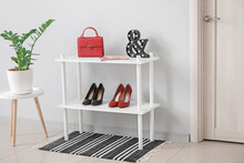 Stylish Interior Of Modern Hall With Shoe Stand