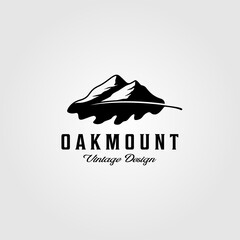 Wall Mural - oak leaf mountain logo vintage vector illustration design