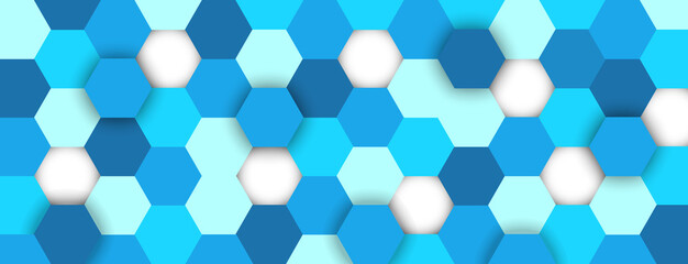 Poster - Hexagon geometric texture, crystal blue background – stock vector