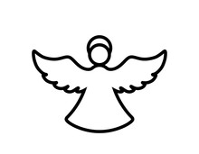 Angel Line Icon. Christmas And Religion Symbols. Isolated Vector Image