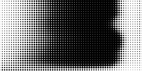 Aufkleber - Halftone in abstract style. Geometric retro banner vector texture. Modern print. White and black background. Light effect.