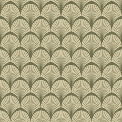 Wall Mural - Elegant seamless art deco pattern with fans or palm leaves