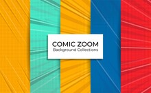 Set Of Comic Zoom Background Collections With Focus Lines Empty.