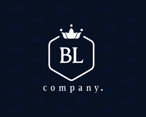 Alphabet BL, LB elegant, royal style emblem and logotype. Crown logo and beautiful calligraphy. The vintage sign for book design, brand name, business card, restaurant, boutique, hotel, cafe, badge.