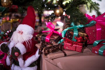 Wall Mural - Gifts on the floor under the Christmas tree.