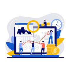 Poster - business concept with character for investment. return on investment in finance and marketing, busin