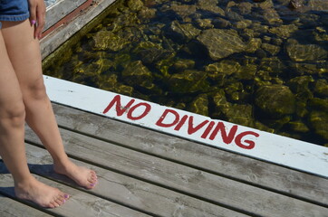 No Diving, Lake dock, summer