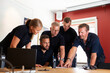 © Johnér - Firefighters talking in office, Sweden