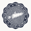 Timor-Leste stamp. Travel rubber stamp with the name and map of country, vector illustration. Can be used as insignia, logotype, label, sticker or badge of the Timor-Leste.