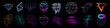Glitch universal trendy shapes collection in Retrofuturism style. Abstract objects and forms with glitch - liquid and defect effect. Trendy bag shapes cyberpunk, Vaporwave memphis. Vector elements set