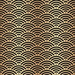 Poster - Gold seamless pattern. Chinese and Japanese background. Asian oriental background. Golden pattern. China style traditional texture. Abstract circular ornament for design wallpapers, prints. Vector