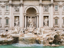 Rome/Italy - March 20 2019: Trevi Fountain Front View