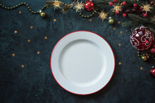 Christmas Dinner Plate With Festive Decor