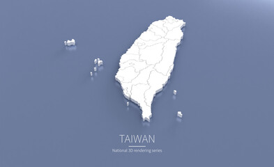 Wall Mural - Taiwan Map 3d. National map 3D rendering set in Asia continent.