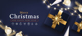 Fototapeta Panele - Merry Christmas banner template with festive decoration for christmas