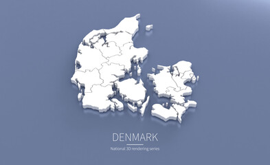 Wall Mural - Denmark Map 3d. National map 3D rendering set in Europe continent.