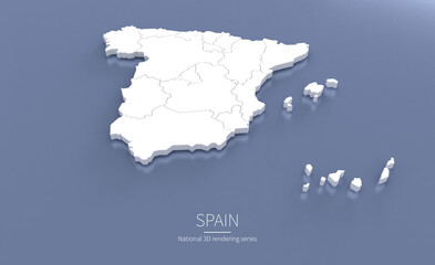 Spain Map 3d. National map 3D rendering set in Europe continent.