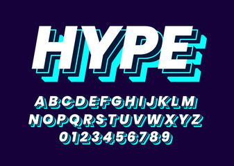 Fototapete - 3d urban hype text style. Font alphabet custom effect. Typography for poster headline .