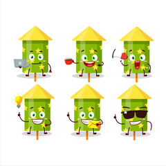 Sticker - Green firecracker cartoon character with various types of business emoticons