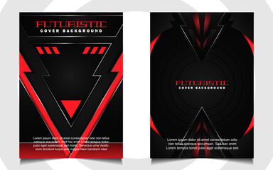 Wall Mural - abstract futuristic cover a4 background template with red technology concept on black shapes. modern