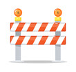 Road barrier barricade and warning light lamp isolated