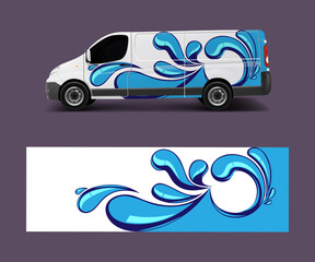 Van Wrap design template vector with wave shapes, decal, wrap, and sticker template vector