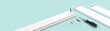 © taniasv - tools for assembly of flat packed furniture on blue background. white diy funiture parts with a screwdriver and screws top view. Relocation or moving into new house concept with copy space banner