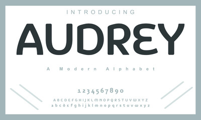 Wall Mural - Audrey font. Minimal modern alphabet fonts. Typography minimalist urban digital fashion future creative logo font. vector illustration