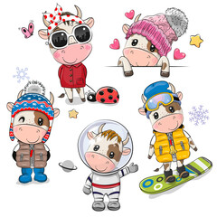 Wall Mural - cartoon bulls isolated on a white background