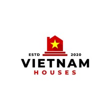 Vietnamese Houses Logo Vector Template. Vietnam Themed Illustration.