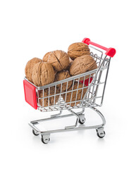 Wall Mural - Walnuts in shopping cart