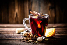 Mulled Wine, Hot Warming Drink With Spices