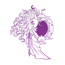 Mistyc Elf Princess, Queen Of Night, Vector Illustration
