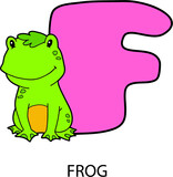 Fototapeta  - Vector illustration of educational alphabet card with cartoon animal for kids