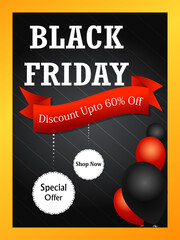 Canvas Print - vector illustration of Banner template background for Black Friday Sale and Promotion