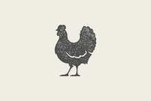 Hen Farm Chicken Silhouette For Farm Industry Hand Drawn Stamp Effect Vector Illustration.