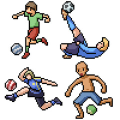 Poster - pixel art set isolated football player