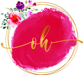 OH O H initial watercolor abstract  logo template vector image.
